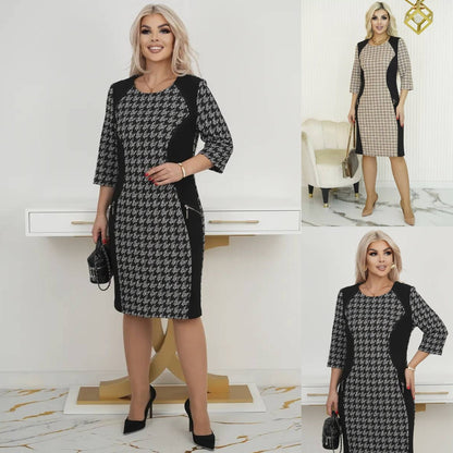 🌷Ograniczona oferta 41% taniej🌞【S-5XL】Nowa kolekcja zima 2024, wysokiej jakości ciepła sukienka w kratę.3829047