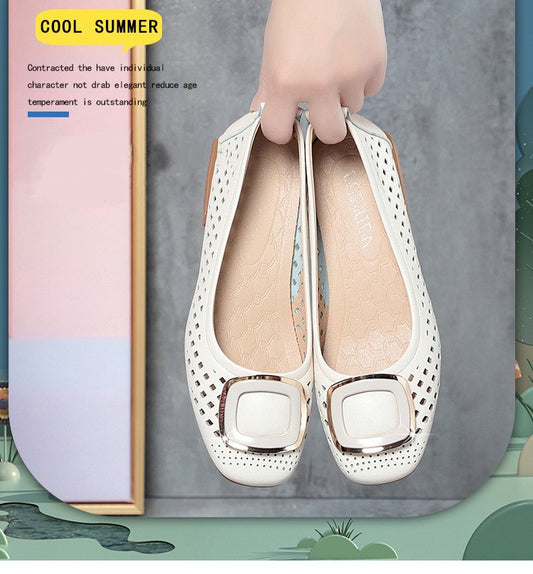 🔥【Rozmiary 35 - 40】 Nowe modne damskie buty z skóry z 2025 roku ✅ Odkryte plecy i niskie wjazdy ✅ Miękkie i wygodne ✅ Pogrubiony dół buta-3878009