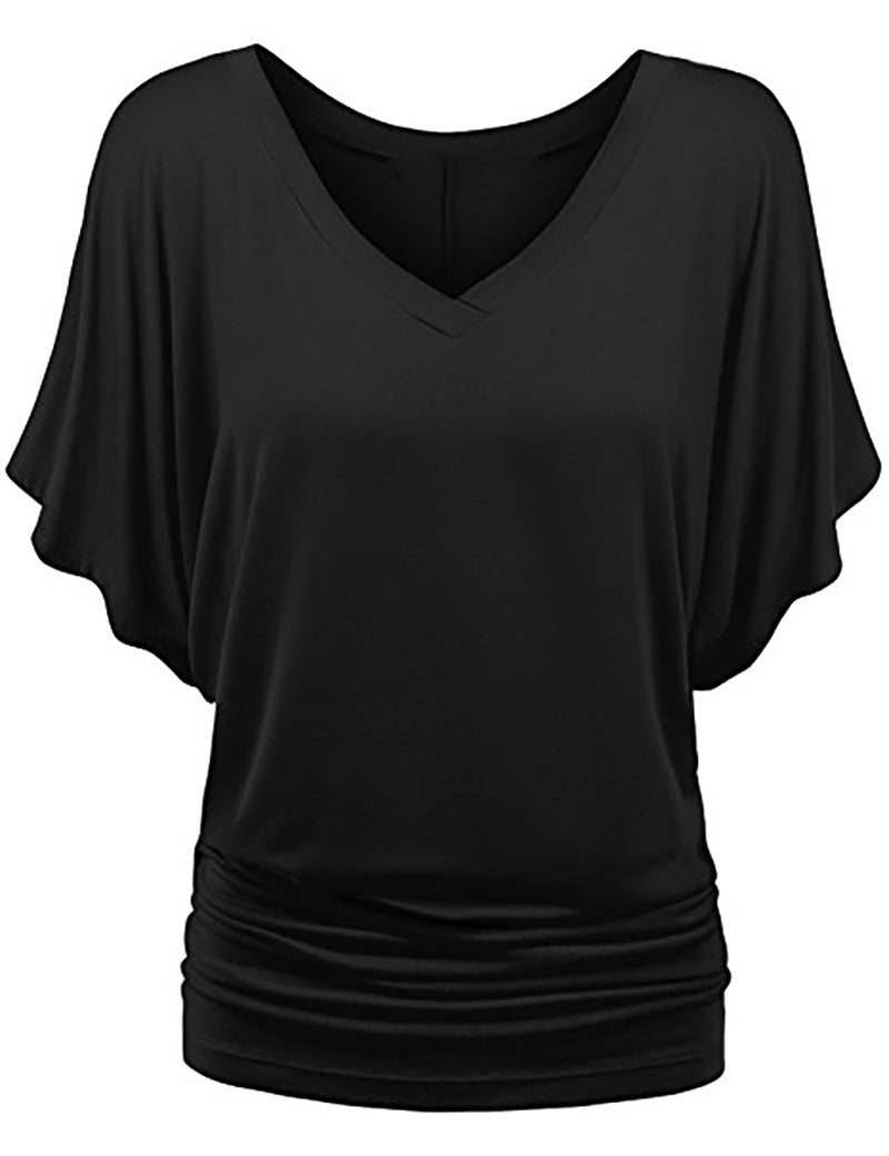 👕✨[50% zniżki] [S-5XL] Damska koszulka z krótkim rękawem, nowa na rok 2025, modne rękawy typu nietoperz