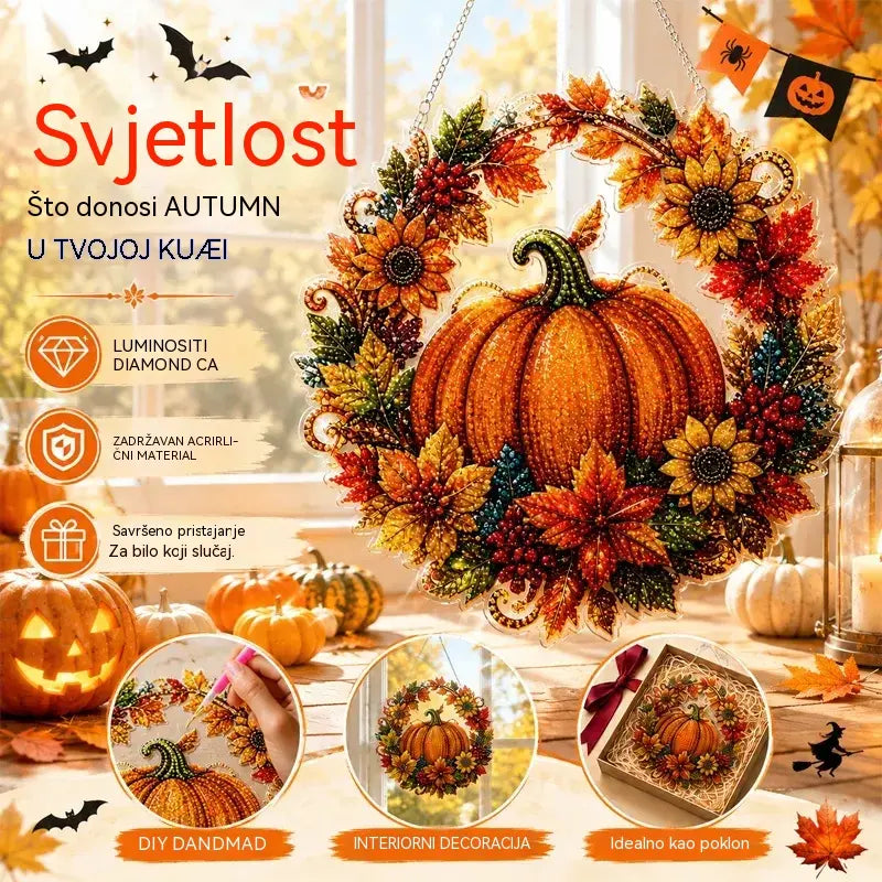 🎃🍂Dekoracija prozora za Noć vještica DIY dijamantna slika, 4 vesela uzorka, veličina 25×25 cm