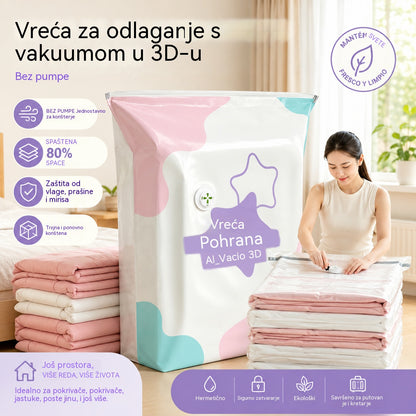 🧳【Set od 5 dijelova】💨 Velika, stlačiva vakuumska vrećica za pohranu: nije potrebna pumpa, nepropusna je i idealna za uštedu prostora u koferima i kod kuće ✈️
