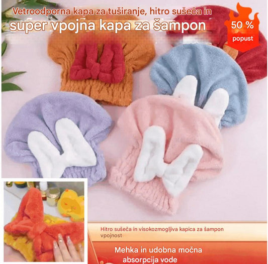 🔥Kupi enega, drugega dobiš brezplačno🔥🎀🛀Vetroodporna, hitro sušeča, super vpojna kapica za šampon😍