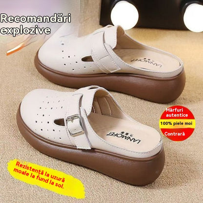 👡【35-40】Nowy letni styl: ręcznie szyte sandały damskie z grubej podeszwy z prawdziwej skóry - antypoślizgowe i oddychające