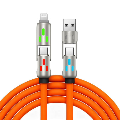 🔥 (duljine 2 metra) 4-u-1 PD 240W kabel – USB-C, Lightning i USB-A brzo punjenje, aluminij i silikon, sinkronizacija podataka ⚡📱