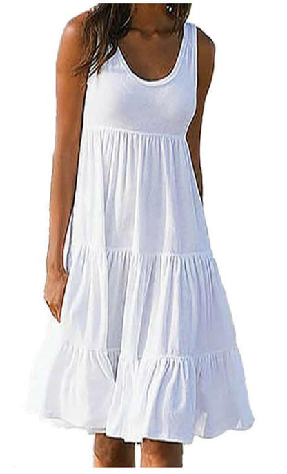 👗 【S-5XL】 Prosta sukienka w jednolitym kolorze-3686031