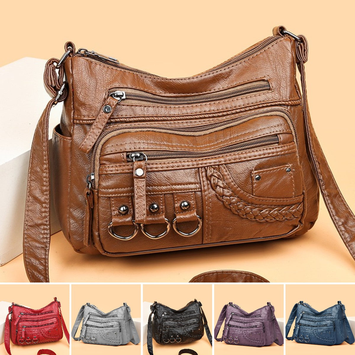 💥【50% zľava po obmedzenú dobu】👜Nová mäkká kožená kabelka cez rameno/crossbody s veľkou kapacitou 2025