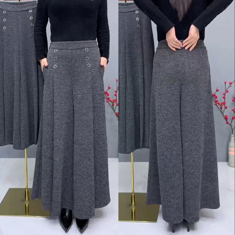 🤩【XL-4XL】 Debeli in topli volneni puloverji😚 elastične hlače s širokimi nogami