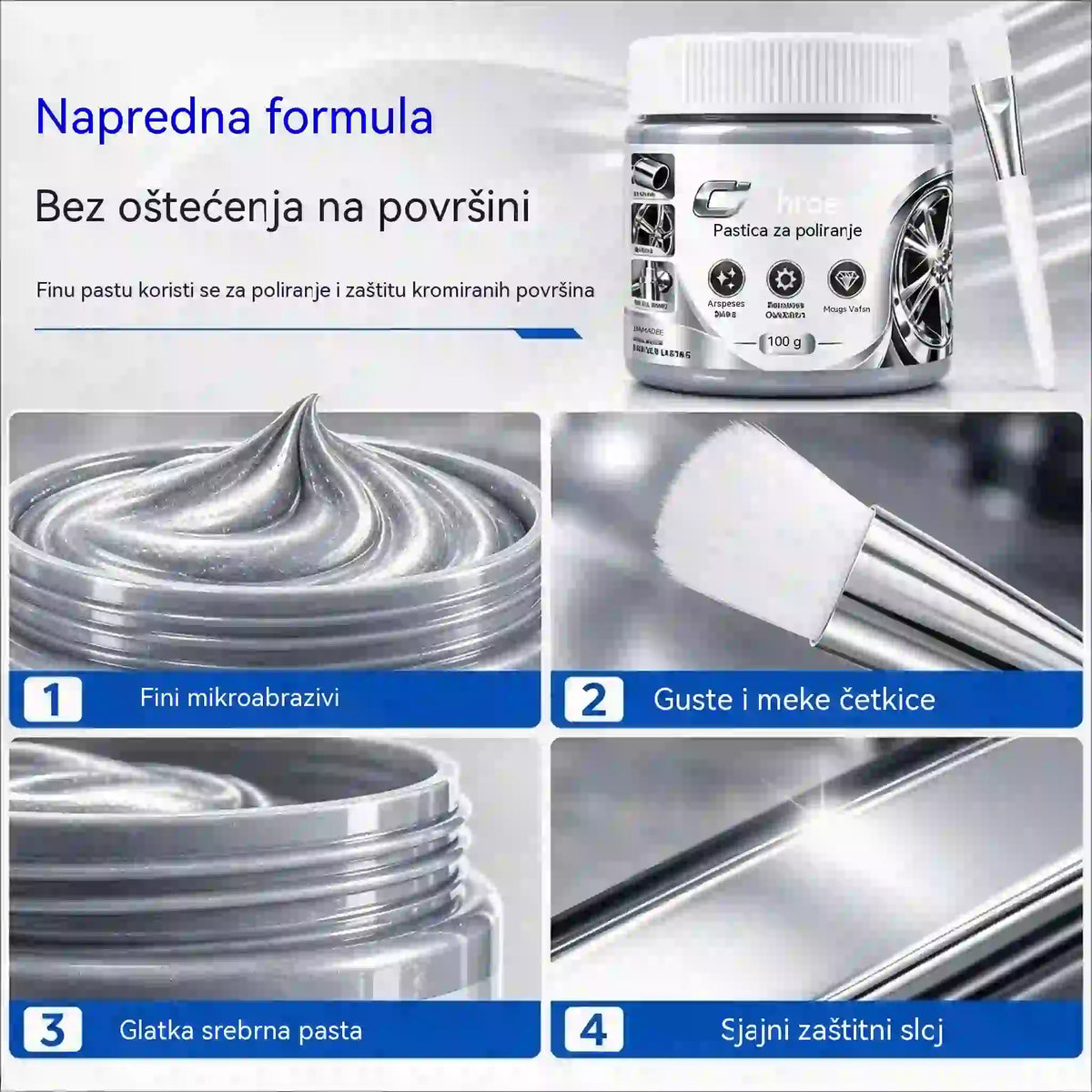 🔥Set od 3 dijela za 27 eura🛡️ Pasta za poliranje i popravak kromiranih dijelova (četkica uključena)