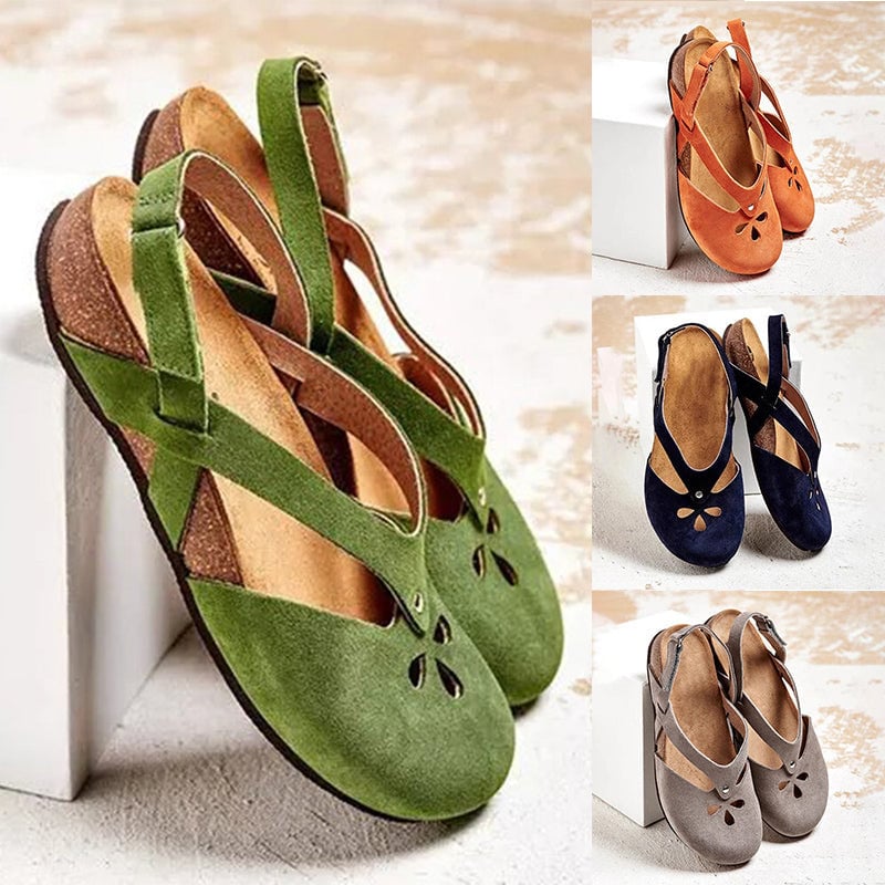 ✨👡【Oferta ograniczona】【35–44】Wysokiej jakości skórzane sandały rekreacyjne 2025 ✅ Zaokrąglony nosek ✅ Płaska podeszwa