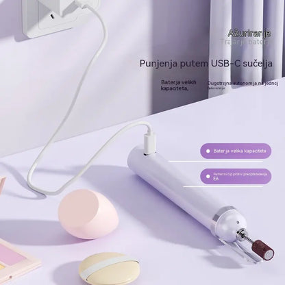 💅Električna turpija za nokte 2 u 1 s LED lampom (lampa za sušenje + 5 nastavaka za poliranje)