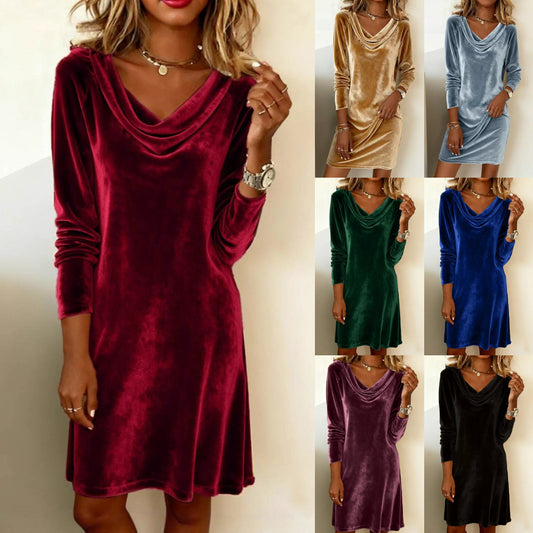 🔥【Časovno omejena ponudba】【Velikosti 3XL】Ženska ohlapna žametna obleka