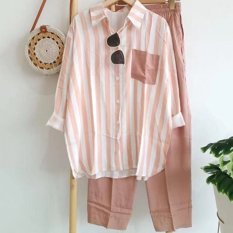 [S-5XL] 🌸 Damski prążkowany casualowy komplet dwuczęściowy (wiosna–lato) – przyjemny dla skóry i wygodny