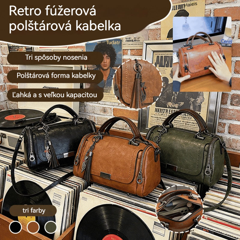 2026 Dámska crossbody taška — retro dizajn s strapcami, jednoliate patchwork prevedenie