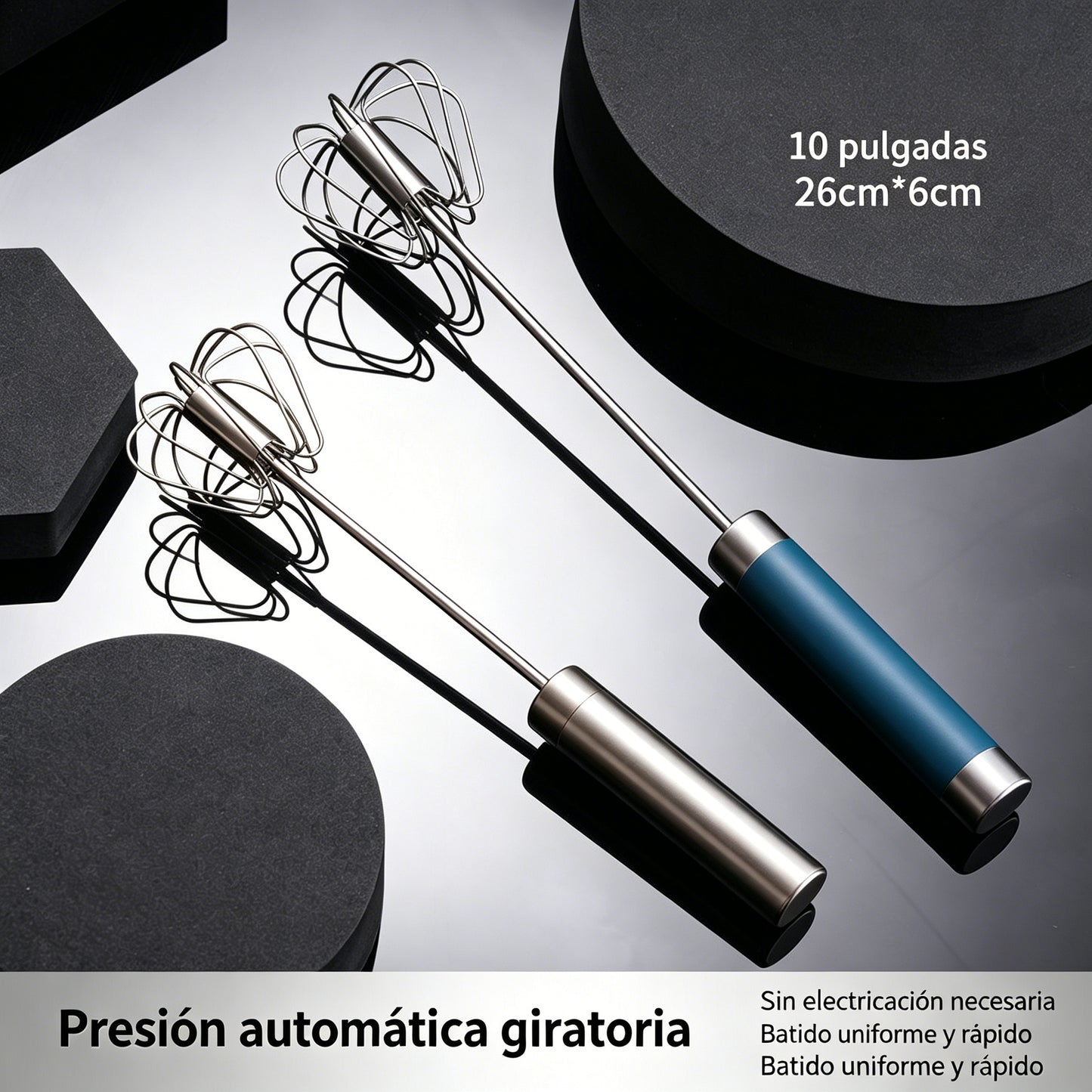26€【Set od 2 komada】Poluautomatski ručni mikser za jaja od nehrđajućeg čelika