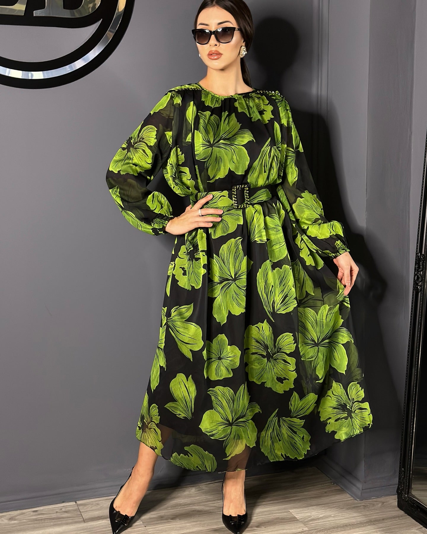 【S-5XL】👗Nowa letnia elegancka sukienka z tiulu w kwiaty--3655996