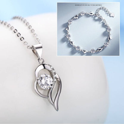 ✨✨【50% ZNIŻKI】💎💎Zestaw bransoletki i naszyjnika ze srebra próby 925 z motywem oceanicznego serca
