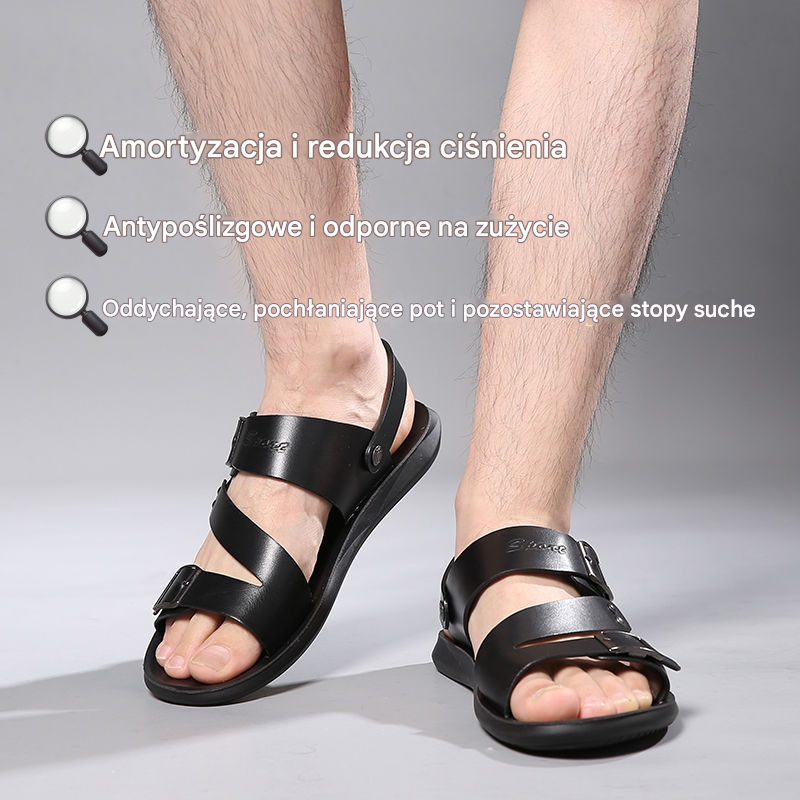 🌿 Wiosenna specjalna oferta [39-28] Nowe męskie letnie sandały z miękkiej naturalnej skóry, z podwójną klamrą ✅ Dostępna płatność przy odbiorze