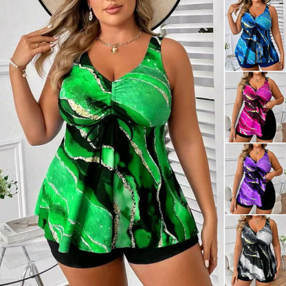 👙【50% zniżki】【S-4XL】👙🌺Letni damski dwuczęściowy kostium kąpielowy z nadrukiem w fale, modny i przyciągający wzrok, przyjemny w dotyku