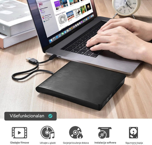 📢📢 50% popusta! 💿💻 Vanjski CD/DVD čitač – Plug & Play, prijenosni, kompatibilan s Mac/Windows