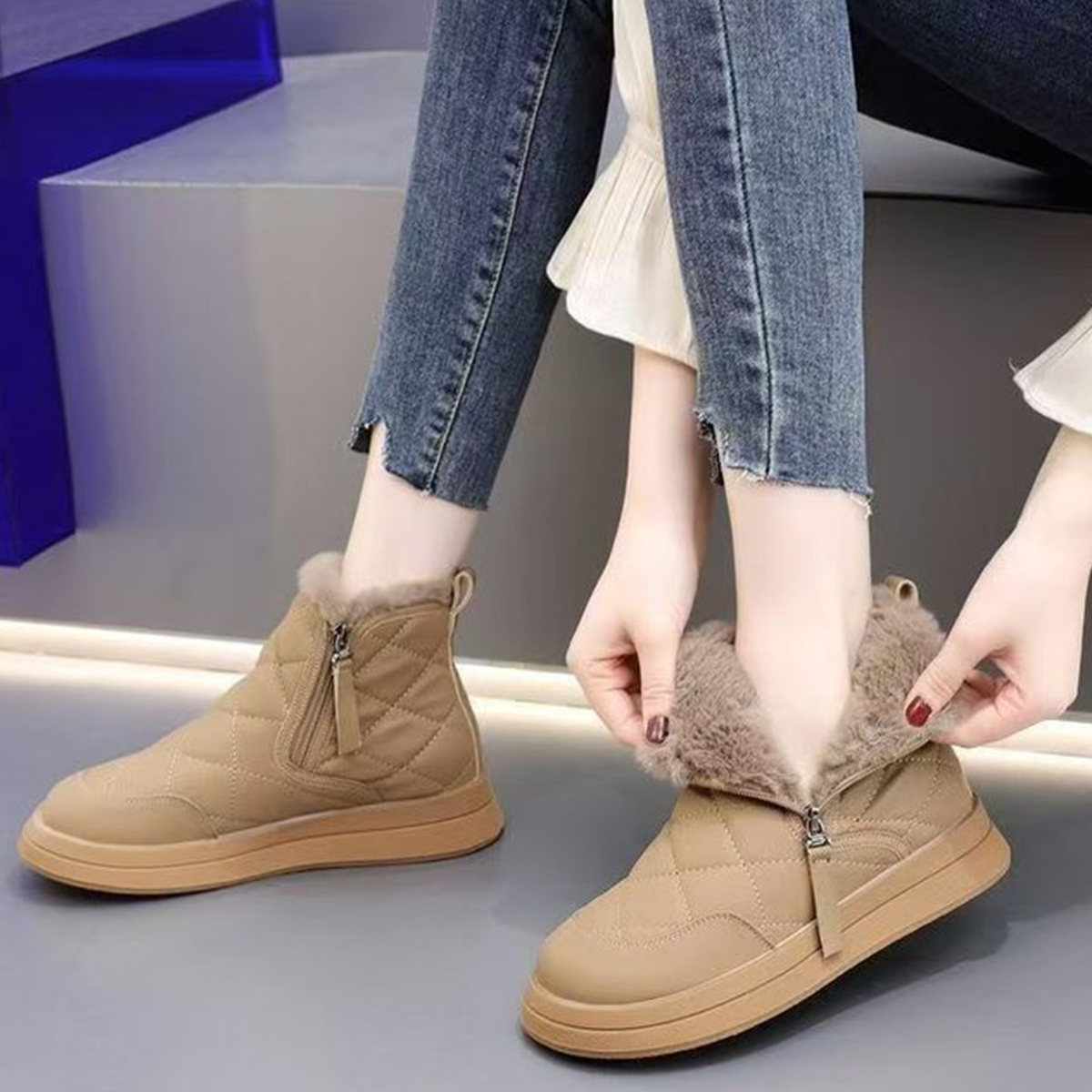 👢【35-41】Novinka na podzim a zimu, voděodolné, protiskluzové, teplé a stylové, měkké kotníkové boty.