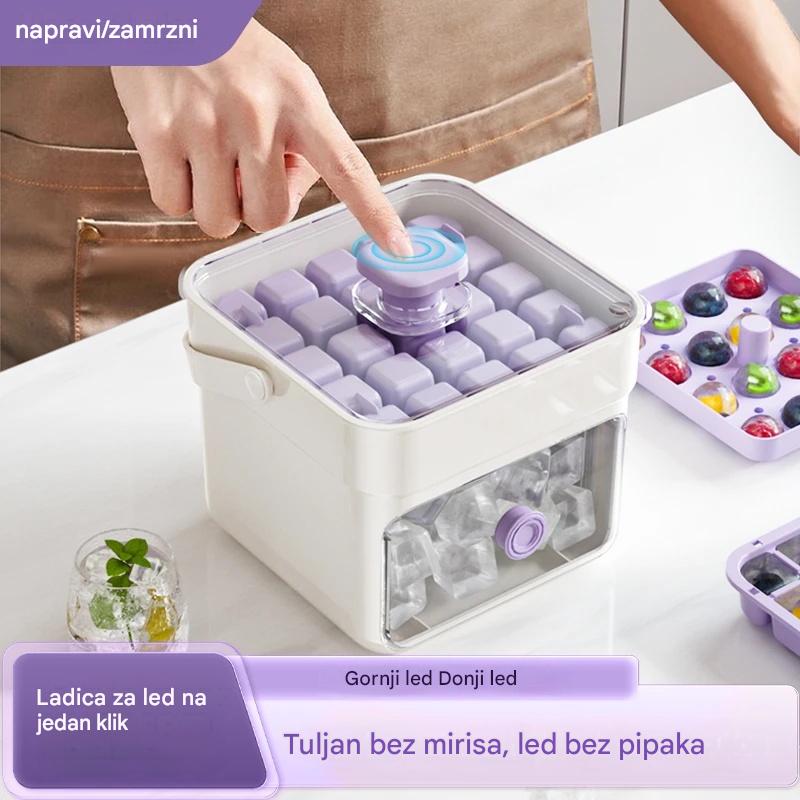 ✨🧊 Prijenosni ledomat | S poklopcem i posudom za led (pravi 50 kockica leda odjednom)