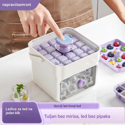 ✨🧊 Prijenosni ledomat | S poklopcem i posudom za led (pravi 50 kockica leda odjednom)