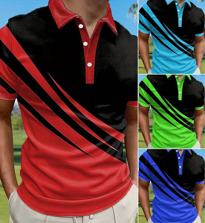 🔥【Časovo obmedzená ponuka】👔【S-6XL】Nové letné pánske pruhované polo tričko s 3D potlačou