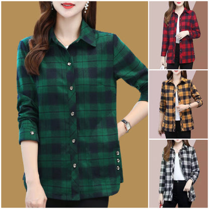 【🎁Kup 1, a 1 otrzymasz gratis】💕【XL-5XL】Nowe modne i wszechstronne jesienne koszule w kratę dla kobiet