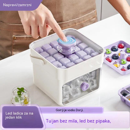 ✨🧊 Prijenosni ledomat | S poklopcem i posudom za led (pravi 50 kockica leda odjednom)