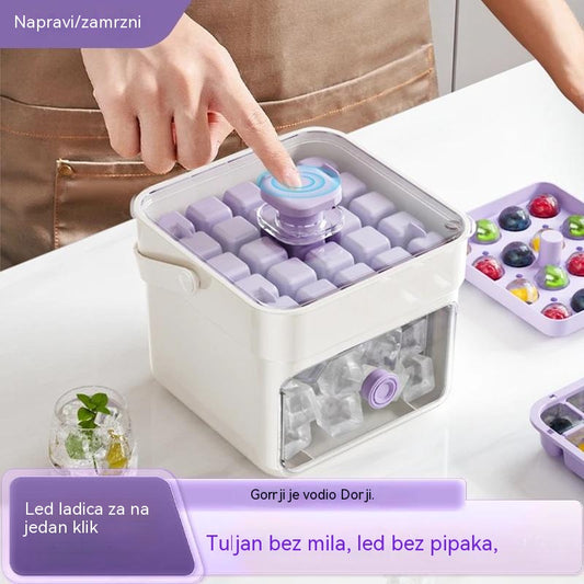 ✨🧊 Prijenosni ledomat | S poklopcem i posudom za led (pravi 50 kockica leda odjednom)
