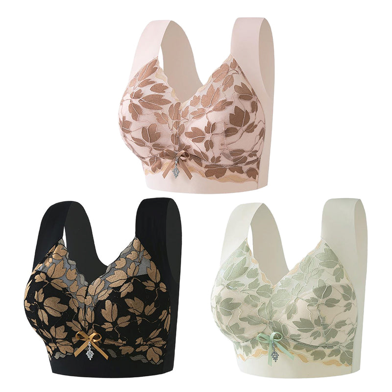 🎁💖【3 komad】【M-4XL】Čipkasti grudnjak velike veličine bez čeličnog prstena, luksuzna prekrasna leđa, seksi, prozračan i bešavni grudnjak