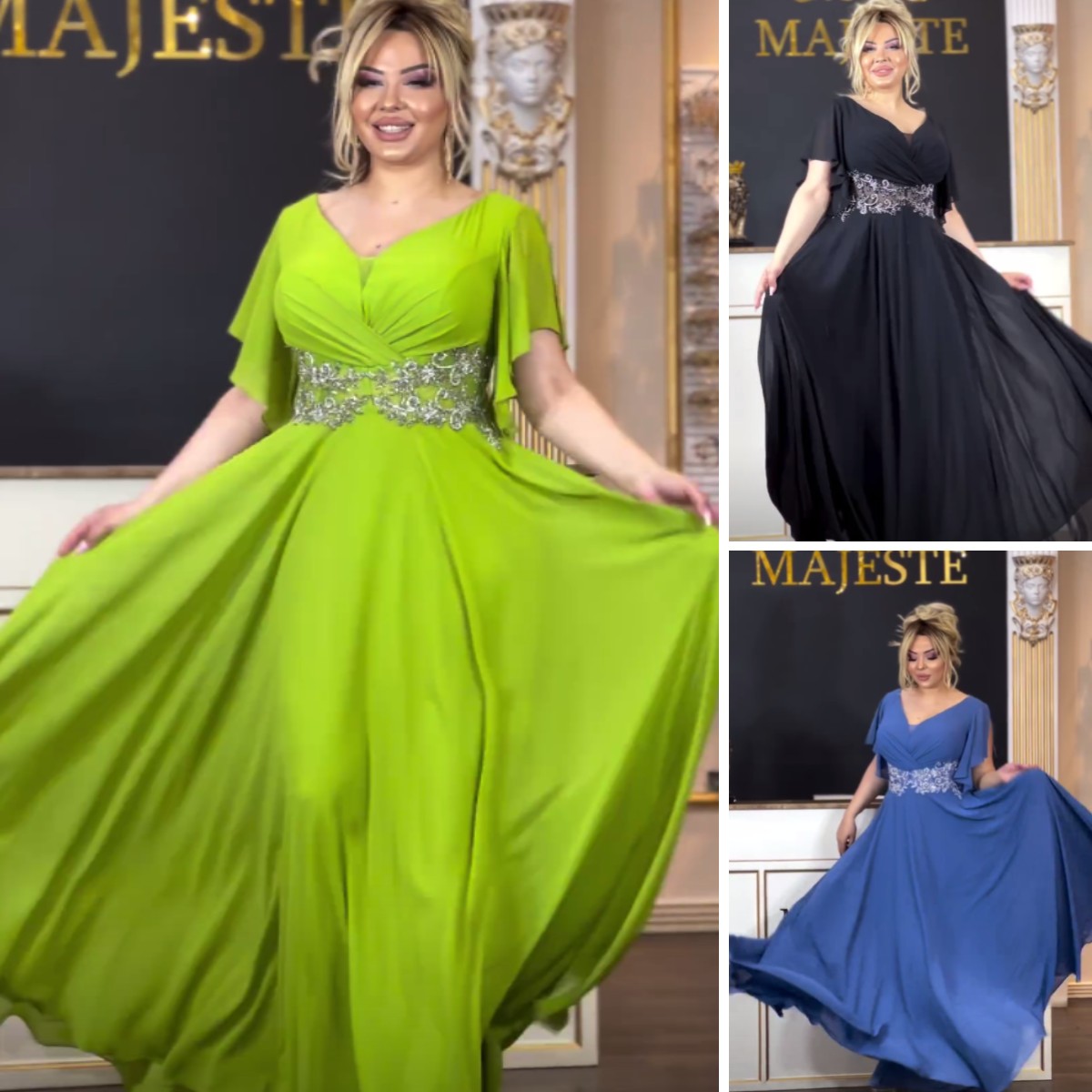 【S-5XL】❤️2024 nowa szyfonowa sukienka z marszczeniami 3730370