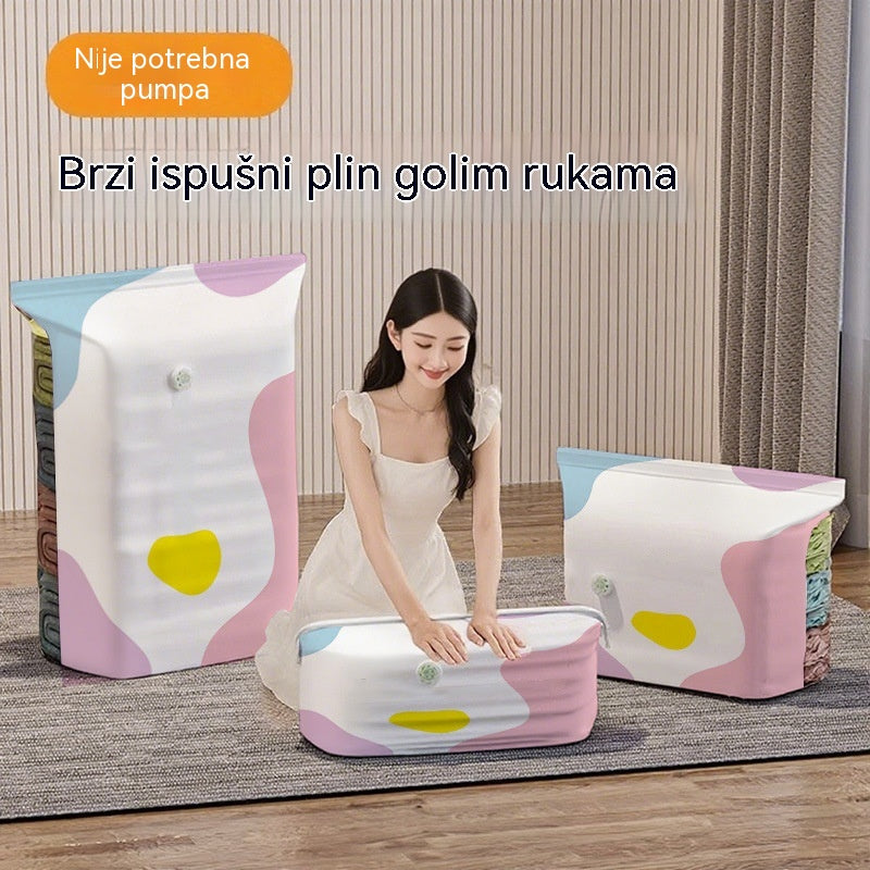 🧳【Set od 5 dijelova】💨 Vakuumske vrećice za pohranu velikog kapaciteta koje se mogu stisnuti: Nije potrebna pumpa, nepropusne su, idealne za uštedu prostora u koferu i domu ✈️