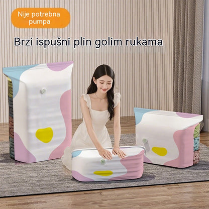 🧳【Set od 5 dijelova】💨 Vakuumske vrećice za pohranu velikog kapaciteta koje se mogu stisnuti: Nije potrebna pumpa, nepropusne su, idealne za uštedu prostora u koferu i domu ✈️
