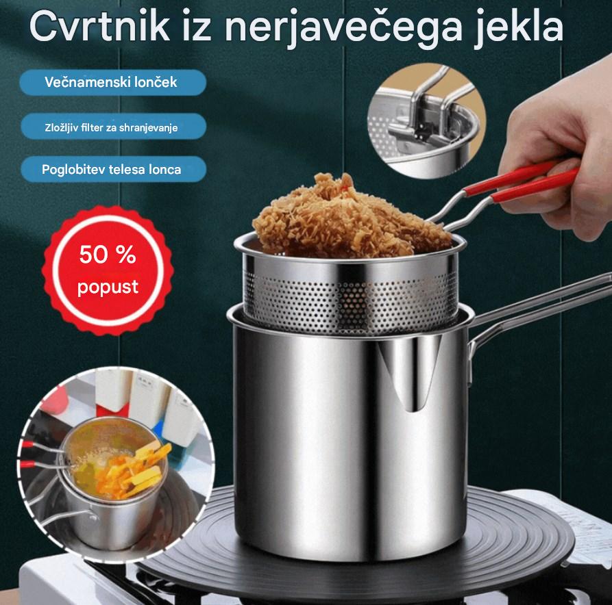 🍢🍖🍗 Ponev iz nerjavečega jekla - primerna za cvrtje