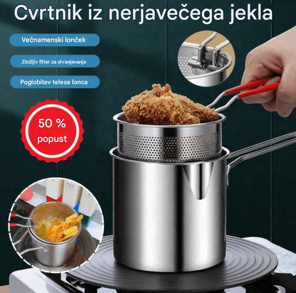 🍢🍖🍗 Ponev iz nerjavečega jekla - primerna za cvrtje