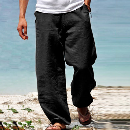 👖🕺【45% zniżki -S–5XL】😍Letnie męskie szerokie proste spodnie w dużym rozmiarze w jednolitym kolorze, ściągacz w pasie, swobodne, oddychające