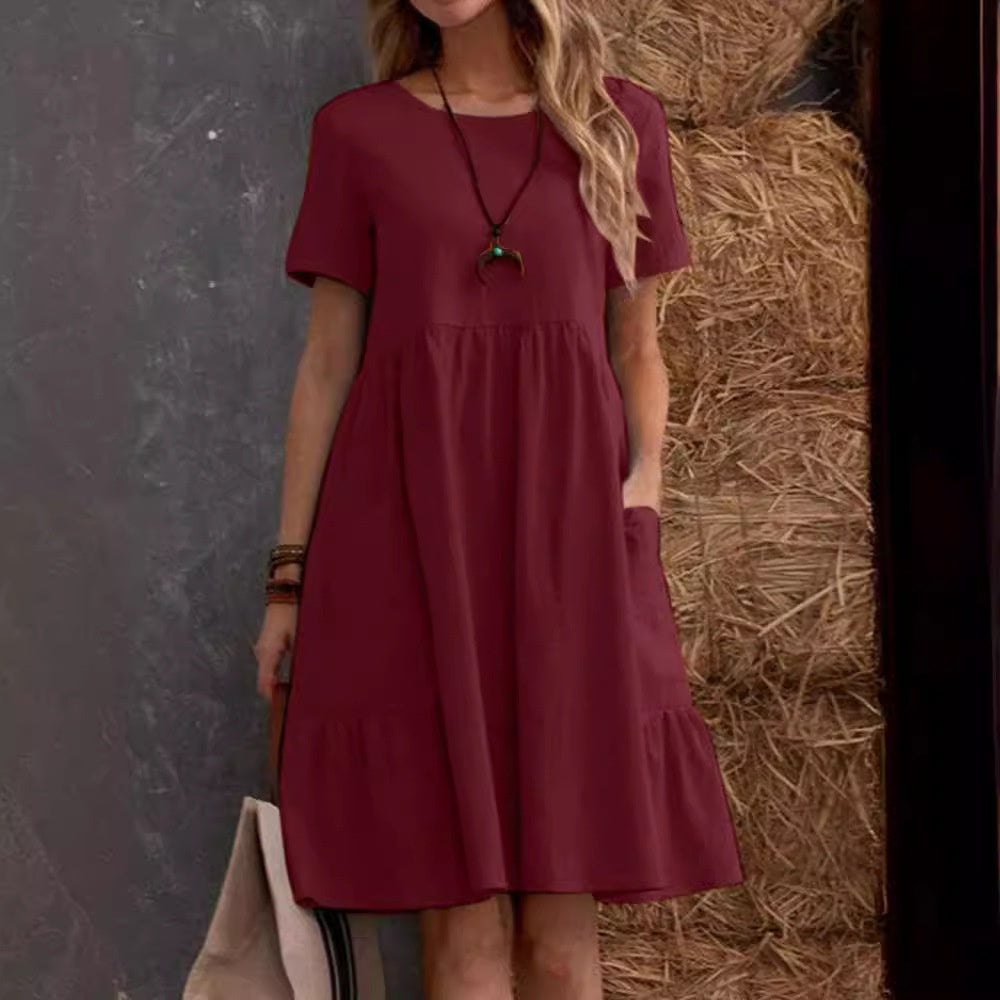 👗💖Vremenski ograničena promocija😍【S-4XL】✨Nova haljina za proljeće/ljeto 2026., kratki rukavi s V-izrezom.