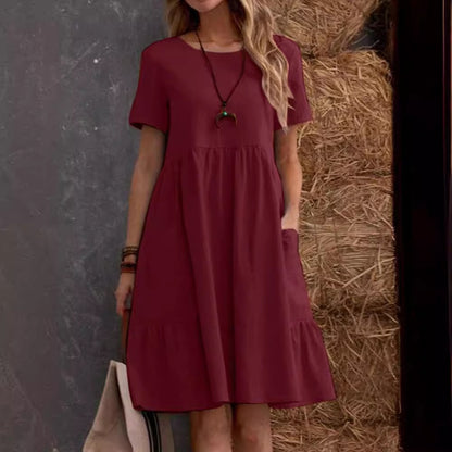 👗💖Vremenski ograničena promocija😍【S-4XL】✨Nova haljina za proljeće/ljeto 2026., kratki rukavi s V-izrezom.