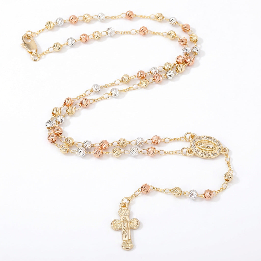 ✝️✨【Kup jeden, a drugi dostaniesz gratis】✝️Różaniec miedziany z koralikami różanymi Mary Cross