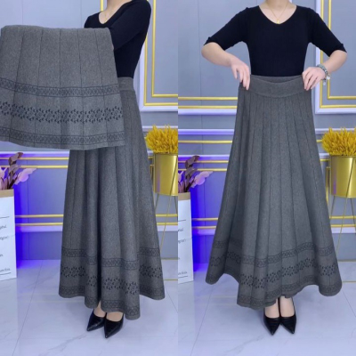【S-3XL】Zimowa i jesienna gruba spódnica z wełny 3801903