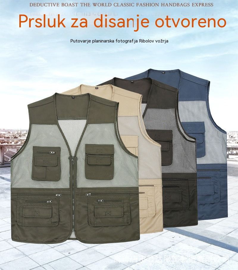 🔥 【Novo - 50% popusta】Muški prsluk s više džepova 【XL-5XL】 – Izdržljiv, prozračan, udoban