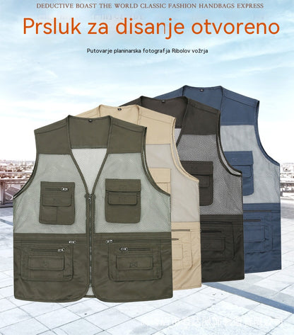🔥 【Novo - 50% popusta】Muški prsluk s više džepova 【XL-5XL】 – Izdržljiv, prozračan, udoban