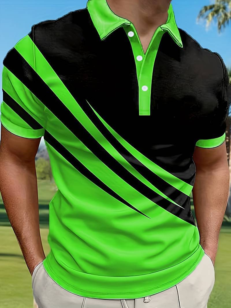 🔥【Letnia nowość w promocji】👔【S-6XL】Męska nowa letnia koszulka POLO w paski z nadrukiem 3D