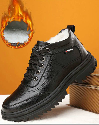 🔥Oferta ograniczona czasowo🔥【39-44】 Zimowe, ciepłe męskie skórzane buty z grubą podeszwą 3862904