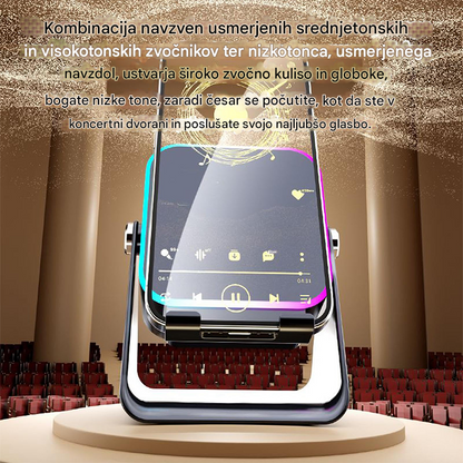 🔥📢 50 % POPUST! Bluetooth zvočnik 5 v 1 z brezžičnim polnjenjem in nastavljivim držalom za telefon 🎶⚡