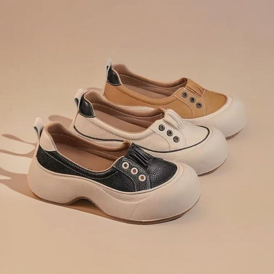 👟👟【35-40】2025 Nowy styl mody Wygodne grube podeszwy skórzane codzienne buty sportowe