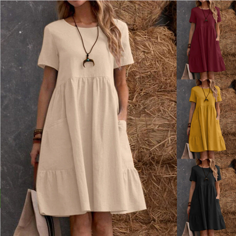 👗💖Vremenski ograničena promocija😍【S-4XL】✨Nova haljina za proljeće/ljeto 2026., kratki rukavi s V-izrezom.