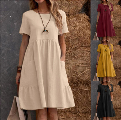 👗💖Vremenski ograničena promocija😍【S-4XL】✨Nova haljina za proljeće/ljeto 2026., kratki rukavi s V-izrezom.