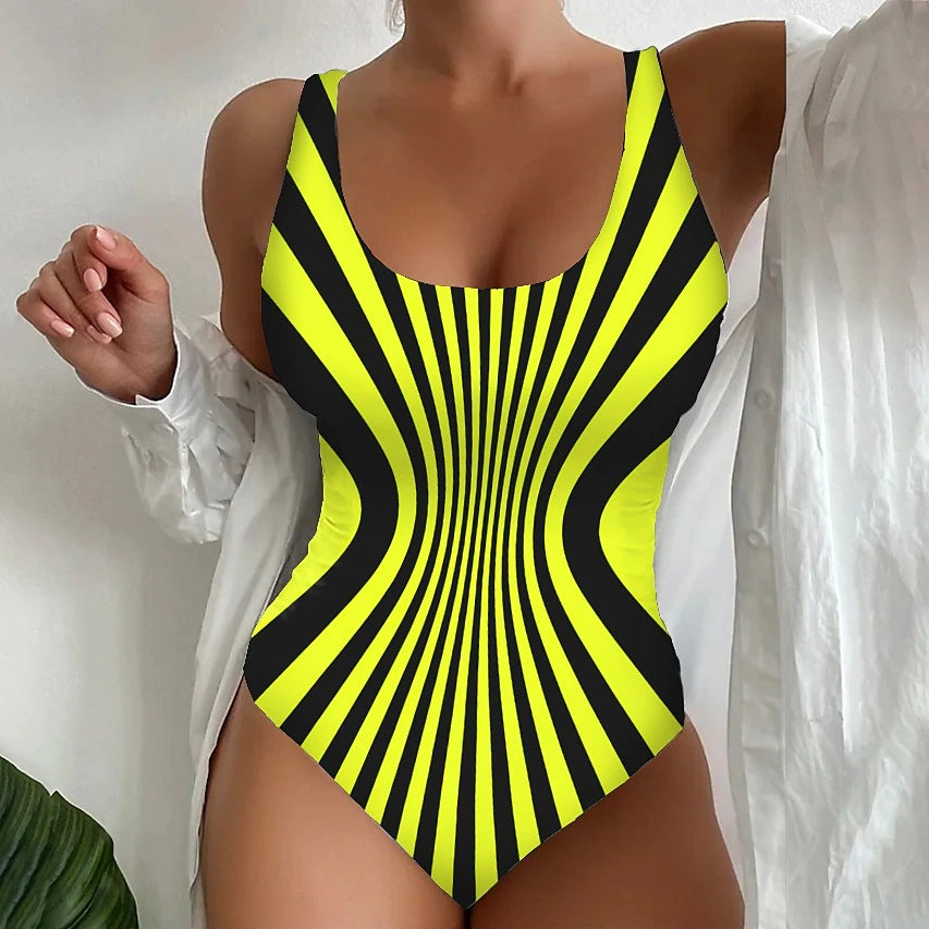 🥰【Ostatni dzień - 50% zniżki】🔥【S~8XL】Unikalny jednoczęściowy kostium kąpielowy w paski - Najlepiej sprzedający się produkt - Płatność przy odbiorze